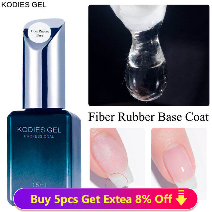 KODIES GEL Fiber Base Coat Fiberglass for Polish UV Semi Permanent Repair Fix Crack Nail Rubber