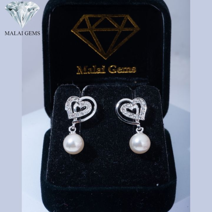 malai-gems-ต่างหูมุก-เงินแท้-silver-925-เพชรสวิส-cz-เคลือบทองคำขาว-รุ่น-51000001-แถมกล่อง-ต่างหูเพชร-ต่างหูเงินแท้