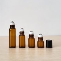 6pcs 1ml 2ml 3ml 5ml Amber Roll On Bottles For Essential Oils roll on Refillable Perfume Bottle Deodorant Containers