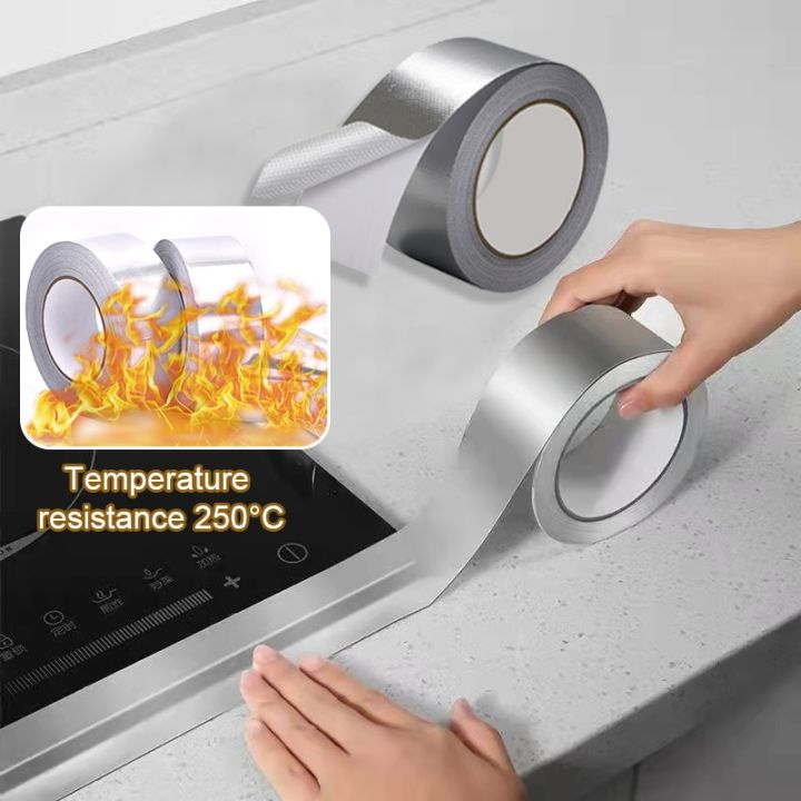 high-temperature-resistance-aluminum-foil-tape-kitchen-sink-waterproof-anti-mold-tape-heat-insulation-bath-kitchen-accessoriesadhesives-tape