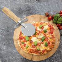 Stainless Steel Pizza Knife With Wooden Handle Round Pizza Cutter Pastry Pasta Dough Baking Tool Home Kitchen Accessories