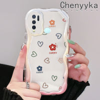 เคส Chenyyka สำหรับ VIVO Y30เคส Y50 Y30i สวยงามความรักและดอกไม้รูปแบบที่เรียบง่ายสีสันสดใสลายคลื่นเนื้อครีมซิลิโคนอ่อนชัดเจนเคสโทรศัพท์โปร่งใสกันกระแทก