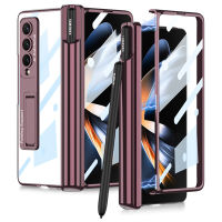 YQODSZ สำหรับ Samsung Galaxy Z Fold 4 เคสใสพร้อมที่ใส่ปากกา S &amp; การป้องกันบานพับแม่เหล็ก,การป้องกันหน้าจอด้านหน้าแบบรวมทุกอย่างโปร่งใสชุบฮาร์ดพีซีเคสโทรศัพท์กันกระแทกสำหรับ Z พับ4 2022