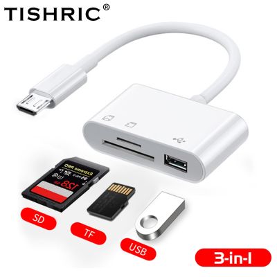TISHRIC 3 In 1 Pembaca Kartu Android Micro USB Eksternal U Disk Keyboard/Mouse/Kamera/Kartu TF/Kartu SD/Adaptor Kartu Flash Drive