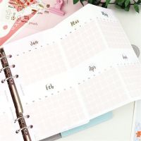5pcs Yearlly Monthly Planner Refill Papers A5/A6 Three Fold Inner Page for 6 Hole Binder DIY Notebook School Office Supplies Note Books Pads