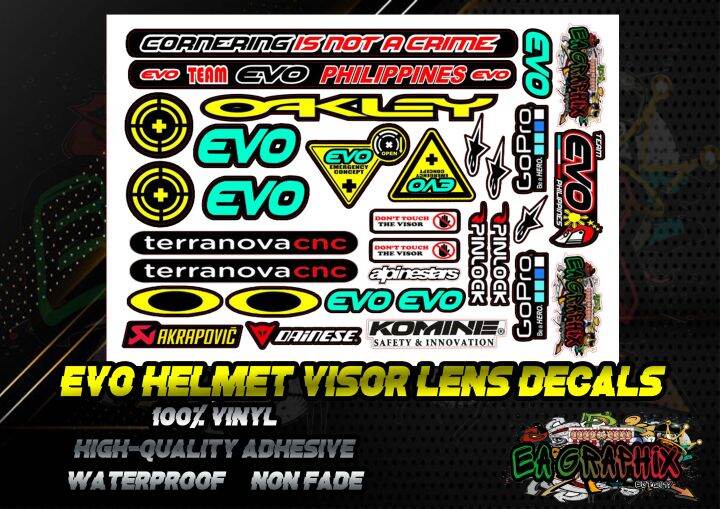 HELMET VISOR STICKER SET (EVO) L BLUE HIGH QUALITY LAMINATED VINYL