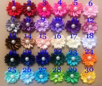 2021120pc30 colors With Pearl Center Mini Satin Flowers Satin Rosettes Headband,Ribbon Multilayer Flowers 1.5"