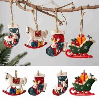 Glitter Star Shop Horse Christmas Socks Elk Tree Decoration Pendants Hanging Ornaments Crafts Gifts Xmas New Year Party Wedding Home Decor