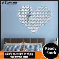 V-ELECTRONIC 100PCS สีเงินสีทองสีดำ สติกเกอร์ติดผนังกระจก อะคริลิค 2.25เซนติเมตร 2เซนติเมตร สติกเกอร์ติดด้วยตนเอง สร้างสรรค์และสร้างสรรค์ ดีไอวาย รูปลอกโมเสกรูปหัวใจ บ้านในบ้าน