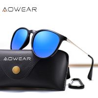 แว่นกันแดดโพลาไรซ์ AOWEAR สำหรับผู้หญิงแนววินเทจแว่นตากันแดดสุภาพสตรีแว่นตาขับรถทรงกลม Gafas De Sol Mujer