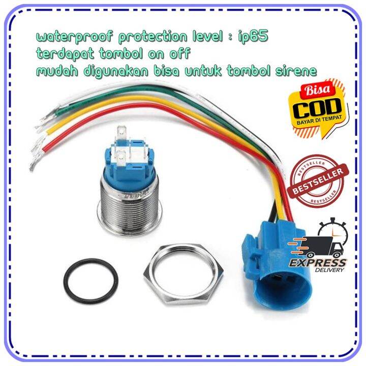 SWITCH ON OFF MOTOR MOBIL TOMBOL ON OFF PUSH BUTTON ON OFF LED 12-24V ...