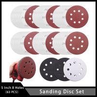 5 Inch 8 Holes Sanding Disc Set Hook and Loop Sandpaper with Interface Buffer Pads for Random Orbital Sanders Polishing Power Sanders