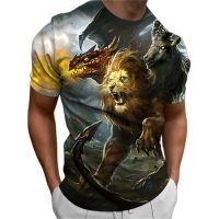 Fashion Lion Graphic Tee 3D Print Animal T Shirt For Men Summer Hip Hop Trend Streetwear Retro Harajuku O-neck Short Sleeve Tops