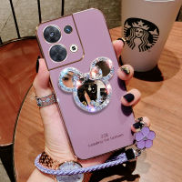 เคสโทรศัพท์สำหรับ OPPO Reno 8 Reno 8 Pro 5G พร้อมกระจกและเชือกเส้นเล็กสั้น