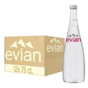 1 thùng Nước suối khoáng Evian chai thủy tinh 75cl tương đương 12 chai