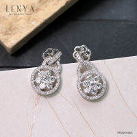 LenYa Jewelry ต่างหูเงินแท้ 925 ชุบทองขาว ประดับด้วย คิวบิกเซอร์โคเนีย (Cubic Zirconia) ดีไซน์เรียบหรู