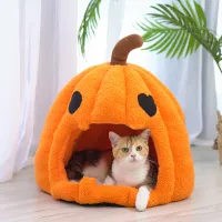 Halloween pumpkin cat litter autumn and winter warm cat house