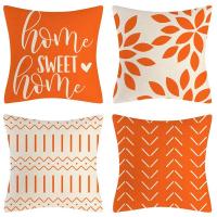 Orange Pillow Covers 18X18 Set of 8 Home Decorative Throw Pillow Covers Outdoor Linen Couch Throw Pillow Case