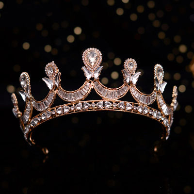 FORSEVEN Fashion Headdress for Women Baroque Style Crown Handmade Crystal Tiara Bride Wedding Headband Hair Accessory JL
