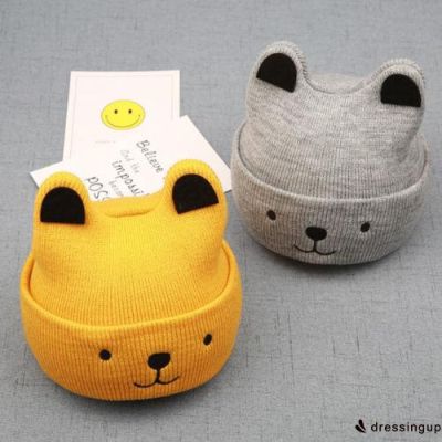 GRG-Uni Toddler Baby Kid Girl Boy Knit Hat Bear Pattern Beanie Crochet Warm