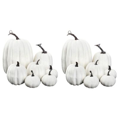 Halloween White Artificial Pumpkin Decoration Foam Pumpkin Desktop Core Thanksgiving Halloween Decoration 14 Pieces