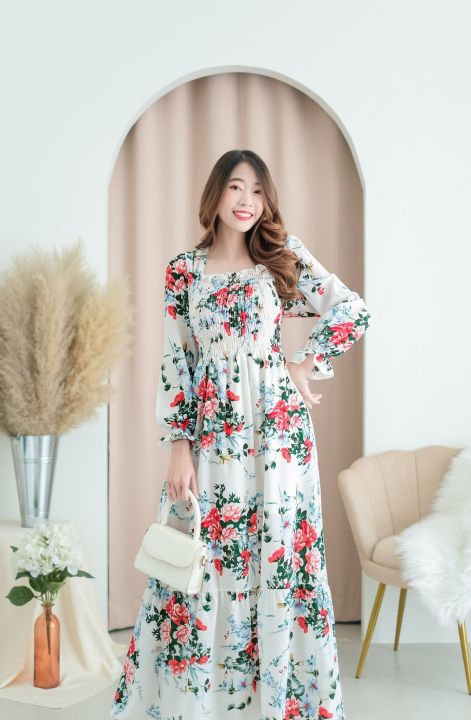 maxidress-สาวอวบ-ลายดอก-สมอค-รอบตัว-มีซับใน