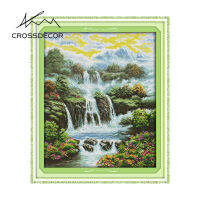 Crossdecor Cross Stitch ชุดด้วยวัสดุภูมิทัศน์ผ้าพิมพ์ผ้าฝ้ายโรงงาน Outlet ผ้า11CT 14CT ปักชุด Craft Handmade ตกแต่งสำหรับศาลาผนัง Heaven On Earth