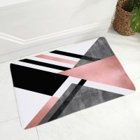 Black and White Geometric Abstract  Doormat Non-Slip Printed Soft Flannel Carpet Decor Nordic style Floor Door Mat for Hallway