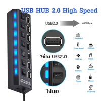 ตัวเพิ่มช่องความเร็วสูงUSB 2.0 Hub 7 Port ช่องต่อ USB 2.0 แบบ 7 ช่อง ฮับปลั๊กอินฮับส่วนขยายความเร็วสูง