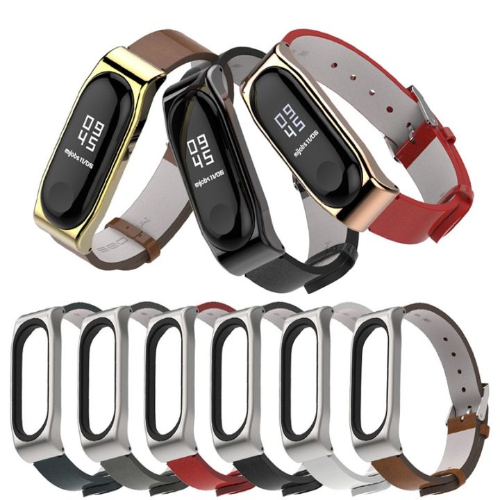 ร้อน-หนังไมโครไฟเบอร์-pu-เครซี่ฮอสสำหรับ-mi-band-7-6-5กล่องโลหะกำไลข้อมืออเนกประสงค์-mi-band-4-3สายมวยไทย-p87