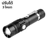 ไฟฉายแรงสูงซูม 4 เท่า ไฟฉายพกพา ไฟฉายซูมได้ ไฟฉายUSB LED Flashlight ปรับได้ 3 รูปแบบ ส่องได้ไกล กันน้ำ กันกระแทก Seabuy