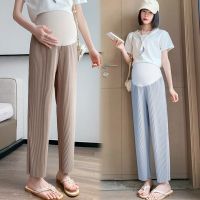 130 Plus Size 3XL 4XL Chiffon Maternity Straight Pants Summer Casual Loose Belly Clothes for Pregnant Women Wide Leg Pregnancy