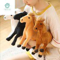 TWCEJE168 ตุ๊กตาการ์ตูนสีขาวของขวัญวันเกิดตกแต่งในร่มสีดำ Boneka Mainan ม้าของเล่นม้ากำมะหยี่ม้าหมอนนุ่มตุ๊กตาผ้ากำมะหยี่