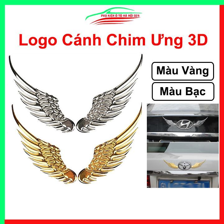 Tem dán logo ô tô cánh chim ưng 3D trang trí, làm đẹp xe hơi ...
