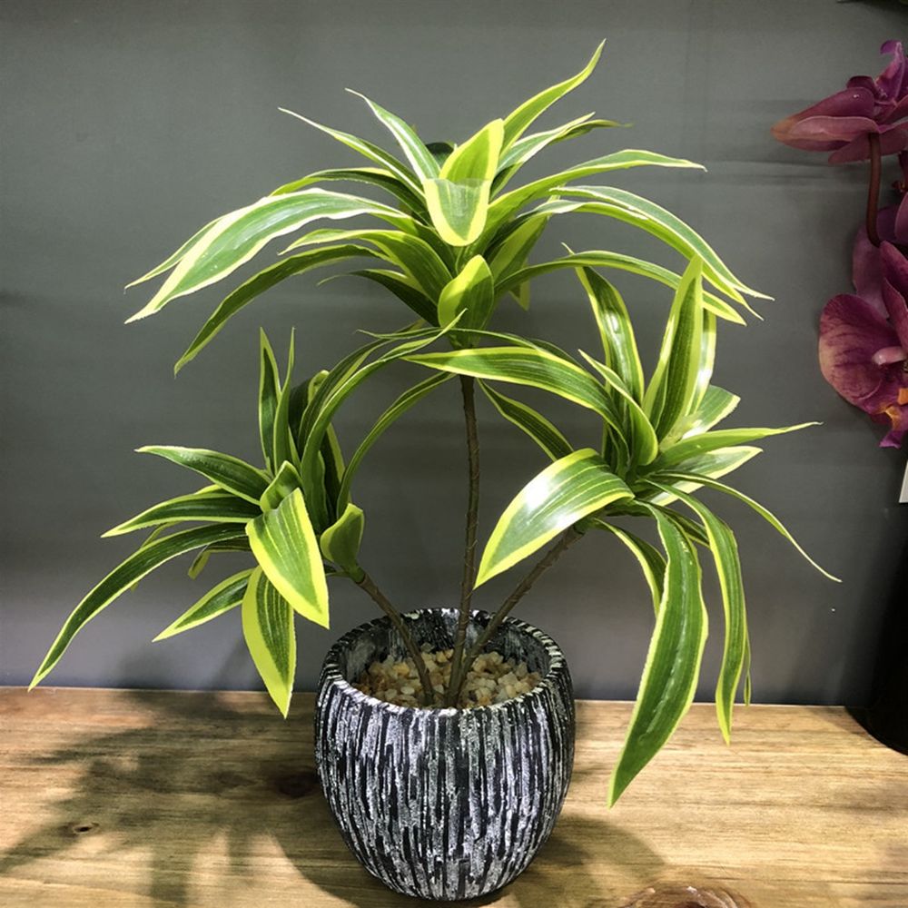 35cm Artificial Desktop Fake Plants Green Plastic Palm Tree Home Garden Decor 