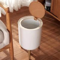 7L Nordic High Foot Trash Can Press Cover Garbage Container Bedroom Toilet Office Kitchen Dustbin Desktop High Foot Trash Can