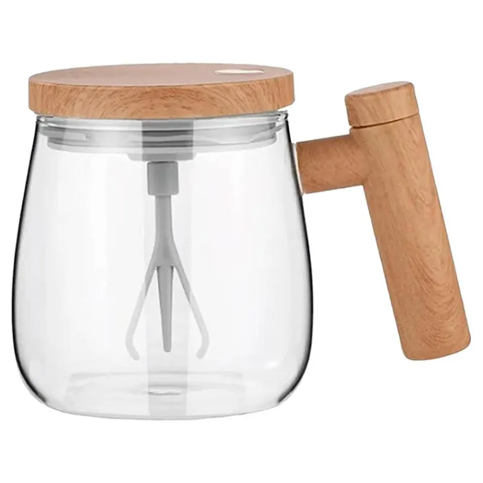 13.5OZ SQUARE GLASS JAR TUMBLER WITH HANDLE BAMBOO LID (NO STRAW