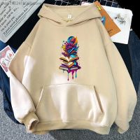 Hoodie Estetika Buku Warna-Warni Fashion Wanita Sweatshirt Anime Pakaian Streetwear Pria Lengan Panjang Bulu Sudadera Kpop Streetwear Size Xxs-4Xl