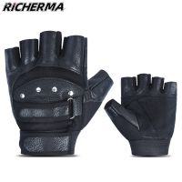 【CW】Goth Motorcycle Gloves Leather Fingerless Summer Cycling Gloves Non-Slip Breathable MTB Road Bike Bicycle Motorbike Gloves Women