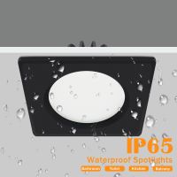 IP65 Led Black Ceiling Lamp Waterproof Downlight Recessed Lights Square Led Spot Lighting For Bathroom Toilet Living Room Foyer