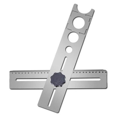 Multi-Functional Stainless Steel Ceramic Tile Hole Locator Ruler 360 degree Adjustable Punching Hand Measure Tools