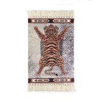 Retro American Carpet Cartoon Tiger Leather Hand Knotted Tassel Cotton Linen Floor Mat Carpets for Living Room Rugs for Bedroom