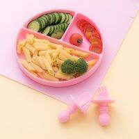 △✾ﺴ เด็กซิลิโคนจานอาหาร Toddle Tableware ครัวจานผลไม้เด็กให้อาหารจานชามชามกิน Anti-Fall ถาด