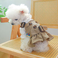 สีกากี T Rench Coat สำหรับสุนัข,เสื้อคู่,เท็ดดี้,Bichon, Pomeranian,เสื้อผ้าลูกสุนัข,ฤดูใบไม้ผลิและฤดูใบไม้ร่วง