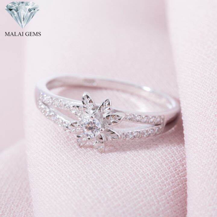 malai-gems-แหวนเพชร-เงินแท้-925-เคลือบทองคำขาว-ประดับเพชรสวิส-cz-รุ่น-071-2r17127-แถมกล่อง-แหวนเงินแท้-แหวนเงิน-แหวน