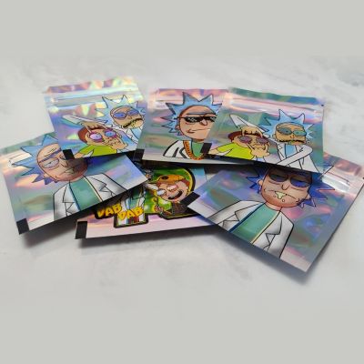 7x9cm Cartoon Doctor Pattern Candy Store Bags Waterproof Zip Lock Small Pouch Laser Holographic Gummy Package Bag Wholesale