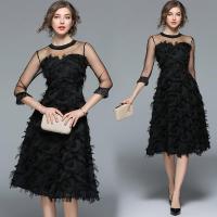 COD SDFGERTYTRRT Women Elegant Black Cocktail Party Dress Fashion Formal Prom Feather Lace Evening Party Dress