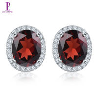 Lohaspie Jewelry Real 4.5Carat Clip Earring Silver 925 Original Sale Natural Garnet Clip Earring Red Gemstone Women Fashion Clip Earring Red Stone Original Jewelry