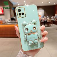 สเตอริโอ3D หรูหราผู้ถือเคสมือถือชุบโลหะกระต่ายน่ารัก HP ฝาหลังเคส TPU นุ่มสำหรับ VIVO Y36 Y35 Y01 Y02S Y02 Y15A Y15S Y33T Y75 Y21A Y21S Y21T Y21 Y77e Y16 Y77 Y22S Y33S