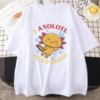 【Kkenzo】 เสื้อยืดแขนสั้น ผ้าฝ้าย พิมพ์ลายการ์ตูน I Axolotl Questions น่ารัก สวมใส่สบาย สําหรับผู้ชาย 2022S-5XL